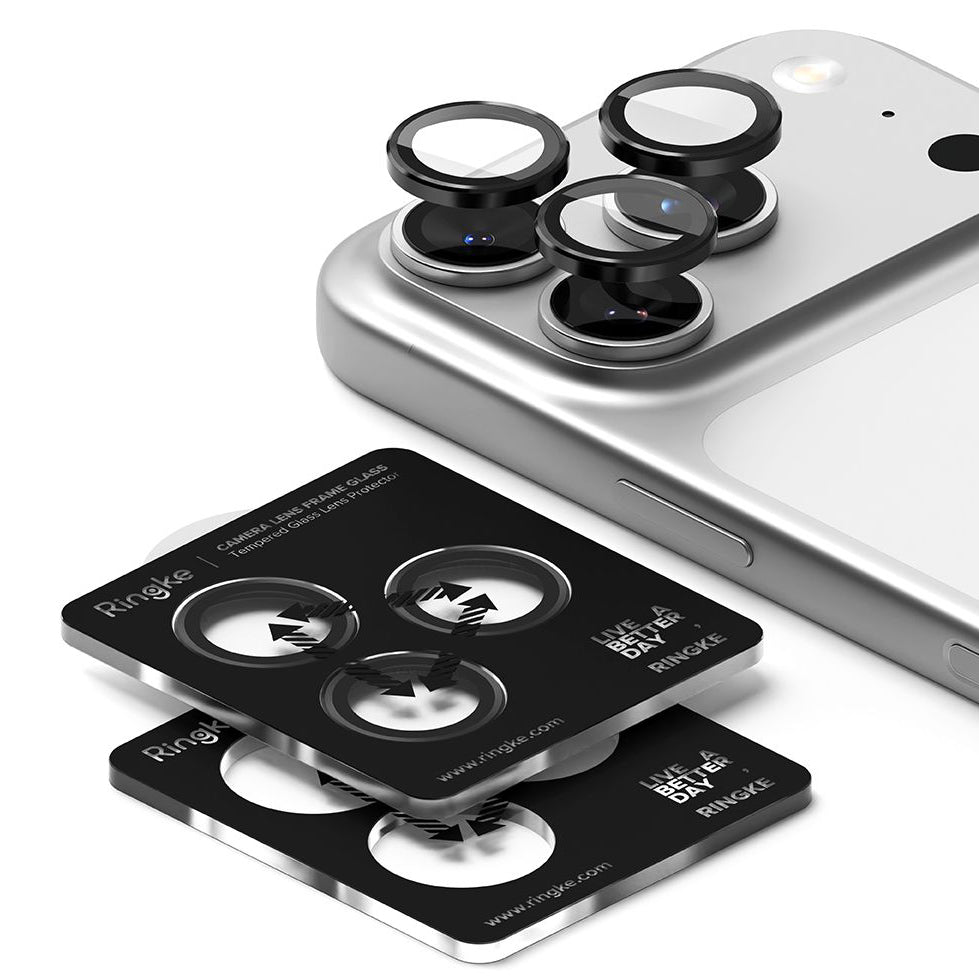 Kameraschutz für iPhone 17 Pro Max / 17 Pro, Ringke Camera Lens Frame Glass, 2-Pack, Schwarz und Transparent