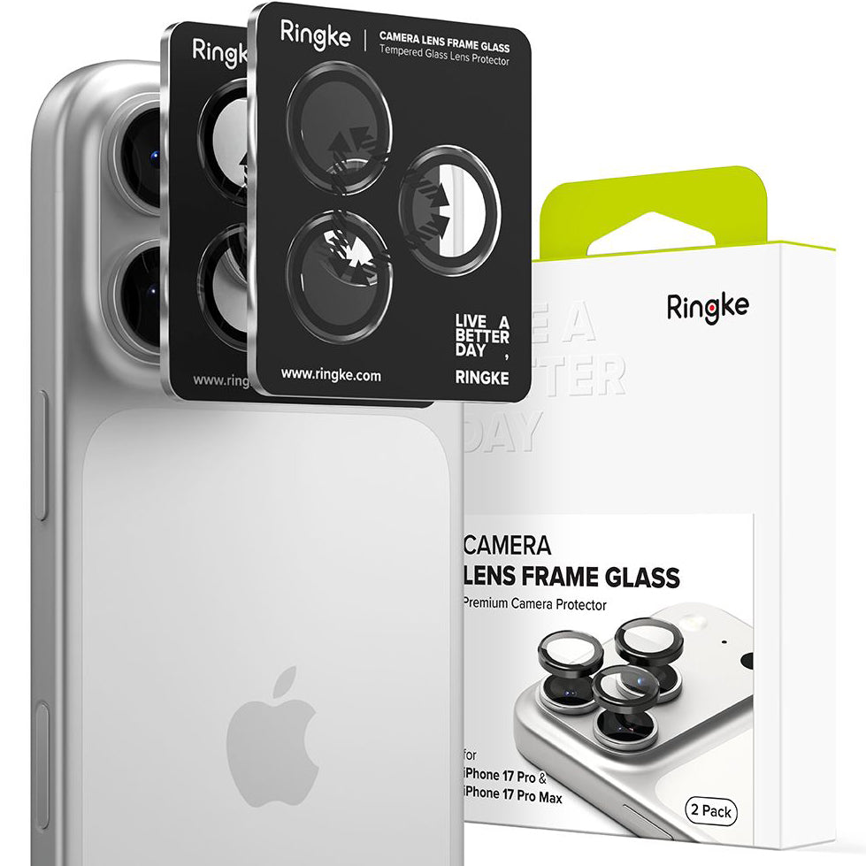 Kameraschutz für iPhone 17 Pro Max / 17 Pro, Ringke Camera Lens Frame Glass, 2-Pack, Schwarz und Transparent