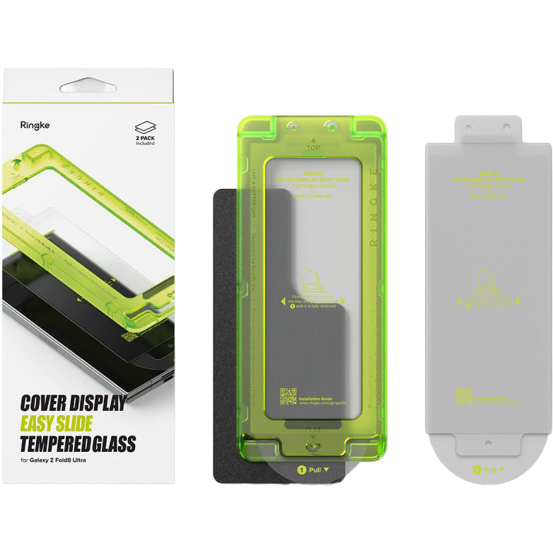 Gehärtetes Bildschirmglas mit Applikator für Galaxy Z Fold8 Ultra, Ringke Cover Display Easy Slide, Transparent, 2 Stück