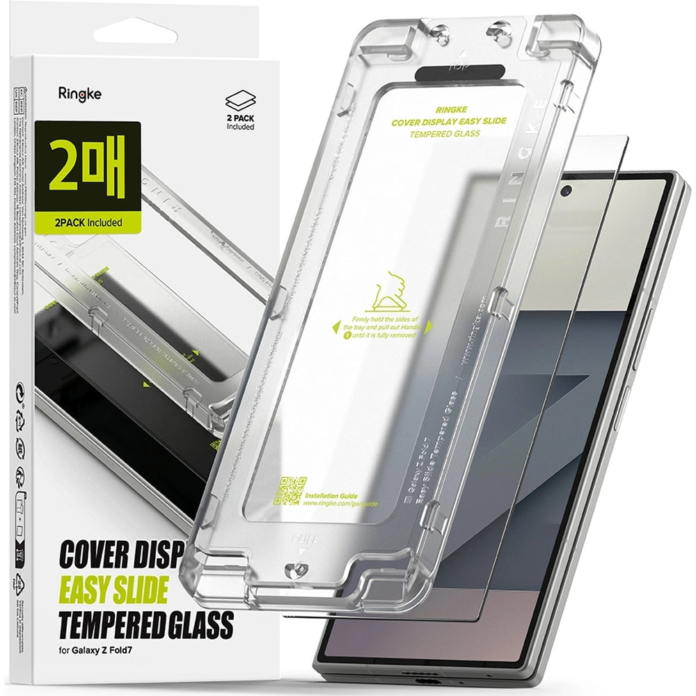 Gehärtetes Bildschirmglas mit Applikator für Galaxy Z Fold7, Ringke Cover Display Easy Slide, Transparent, 2 Stück