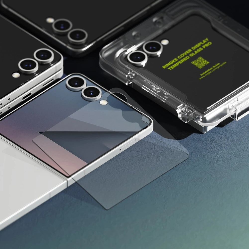 Gehärtetes Bildschirmglas mit Applikator für Galaxy Z Flip7, Ringke Cover Display Pro, Transparent, 2 Stück