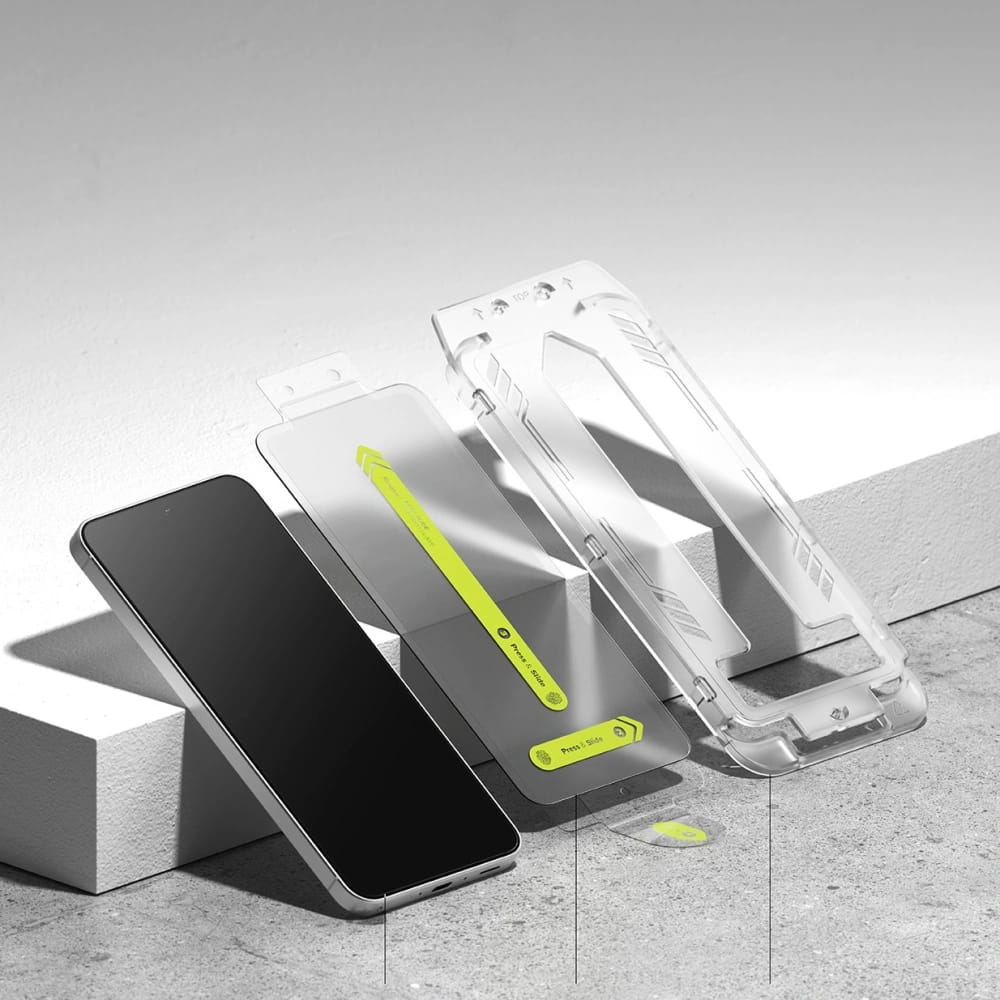 Gehärtetes Bildschirmglas mit Applikator für Galaxy A56 5G, Ringke Easy Slide, Transparent, 2 Stück