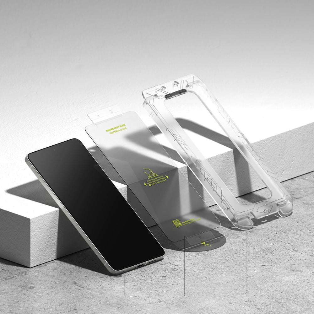 Gehärtetes Bildschirmglas mit Applikator für Galaxy S25 Edge, Ringke Easy Slide, Transparent, 2 Stück
