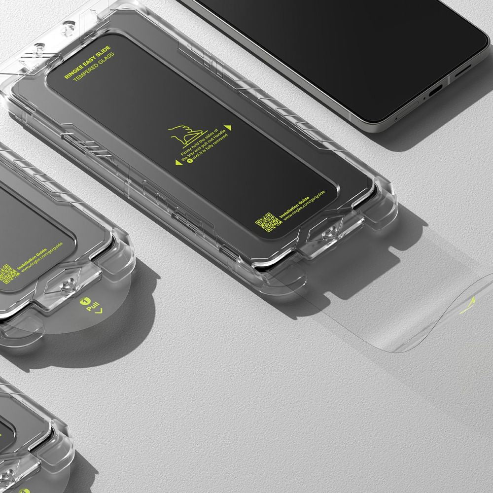 Gehärtetes Bildschirmglas mit Applikator für Galaxy S25 Edge, Ringke Easy Slide, Transparent, 2 Stück