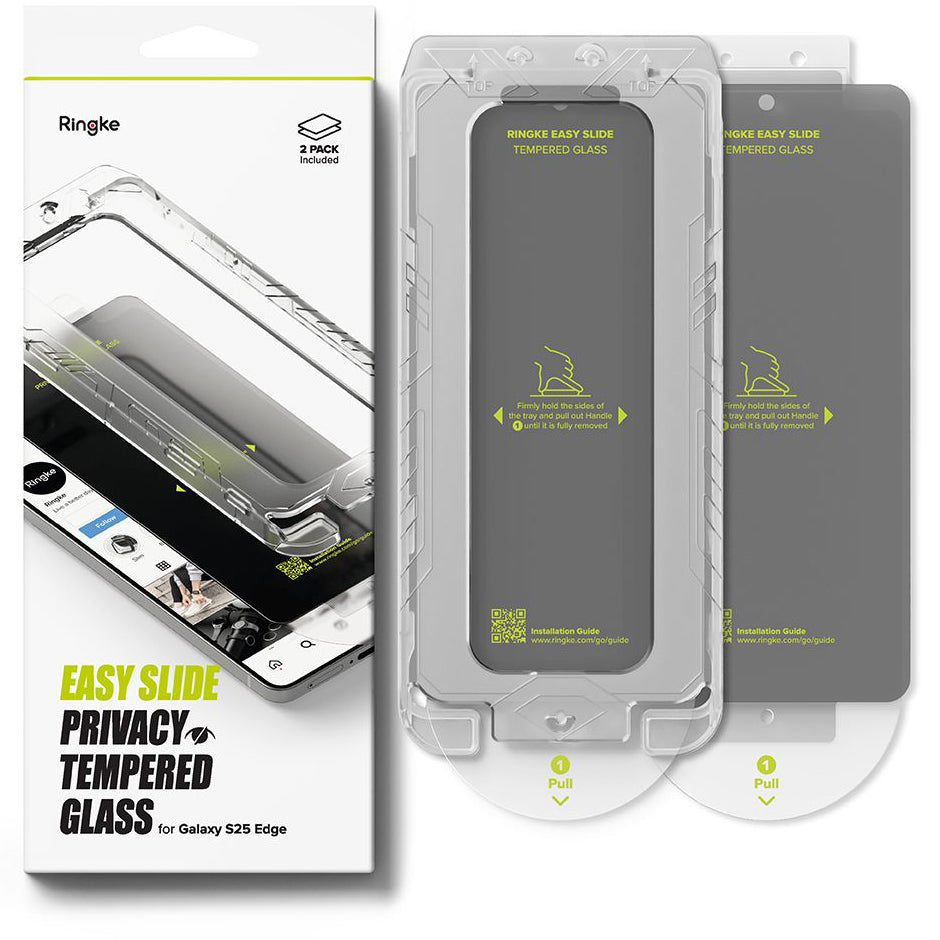Sichtschutzglas mit Applikator für Galaxy S25 Edge, Ringke Easy Slide, 2 Stück