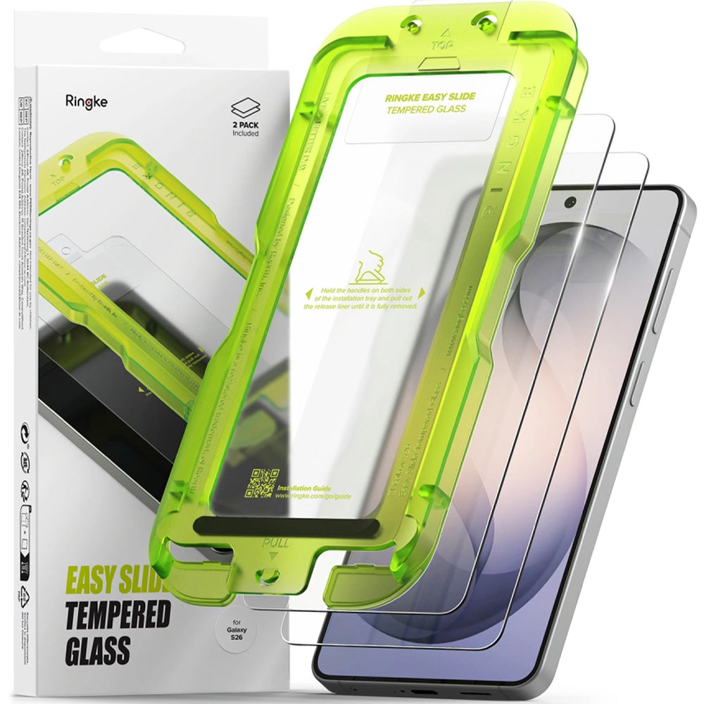 Gehärtetes Bildschirmglas mit Applikator für Galaxy S26, Ringke Easy Slide, 2 Stück