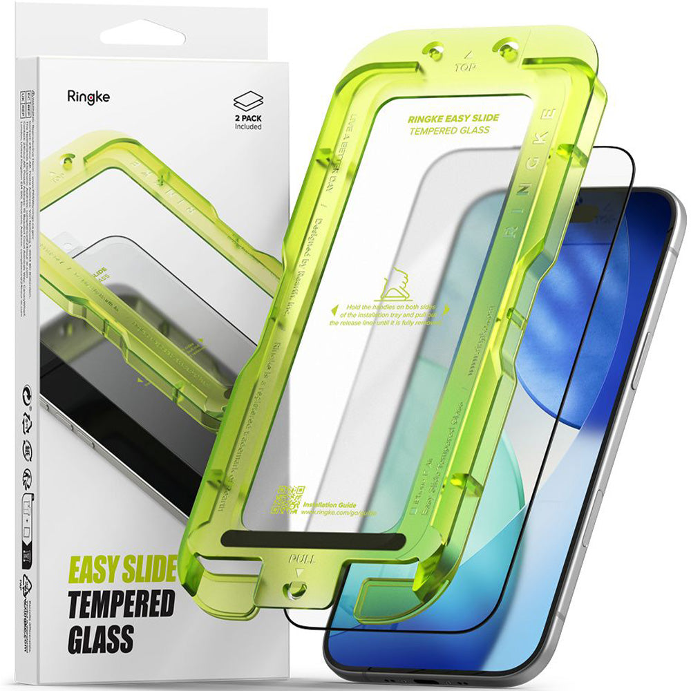 Gehärtetes Bildschirmglas mit Applikator für iPhone Air, Ringke Easy Slide, 2 Stück