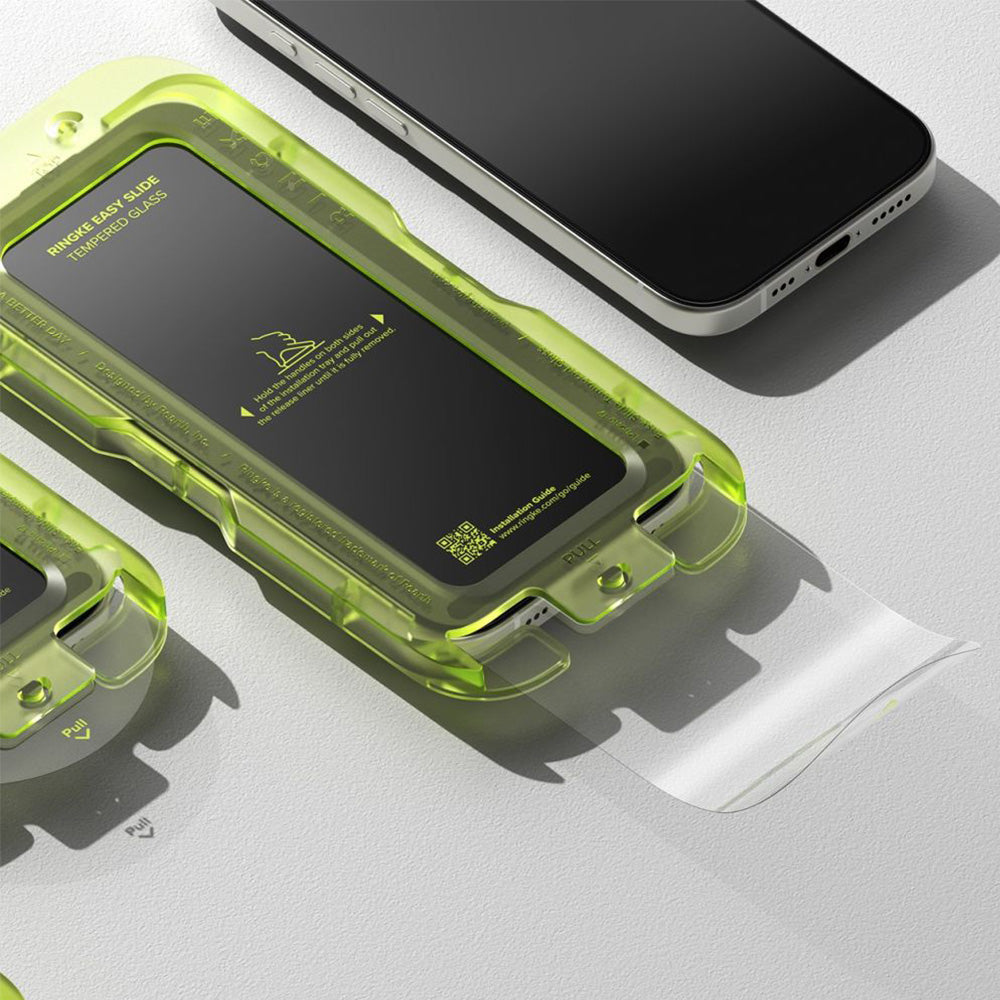 Gehärtetes Bildschirmglas mit Applikator für iPhone 17, Ringke Easy Slide, 2 Stück
