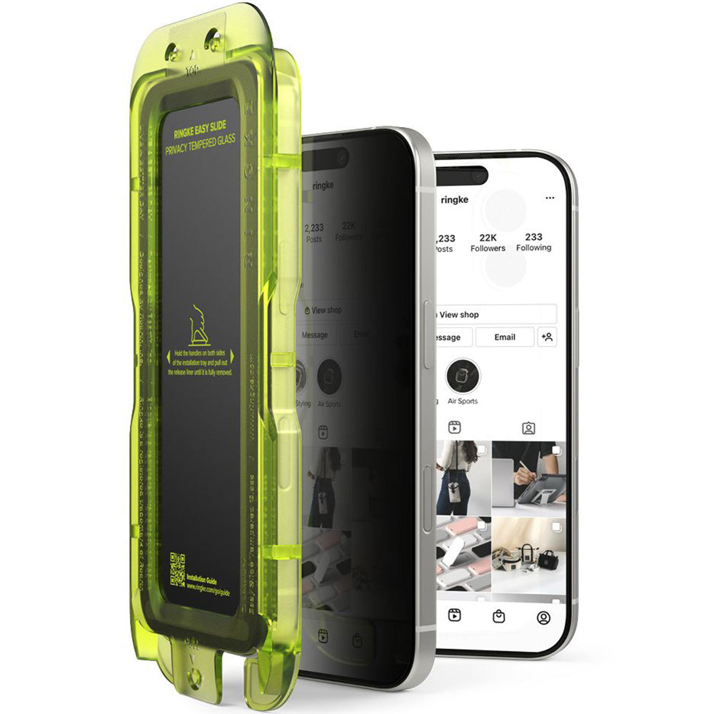 Sichtschutzglas mit Applikator für iPhone 17, Ringke Easy Slide Privacy, 2 Stück