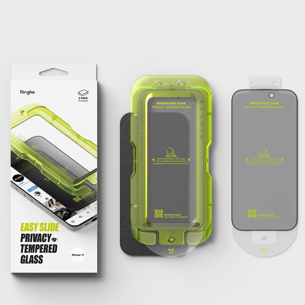 Sichtschutzglas mit Applikator für iPhone 17, Ringke Easy Slide Privacy, 2 Stück