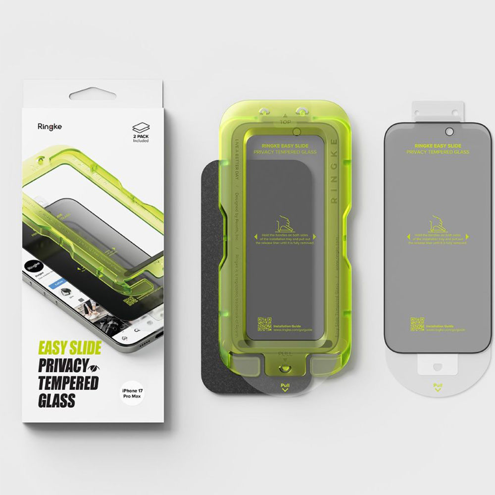 Sichtschutzglas mit Applikator für iPhone 17 Pro Max, Ringke Easy Slide Privacy, 2 Stück