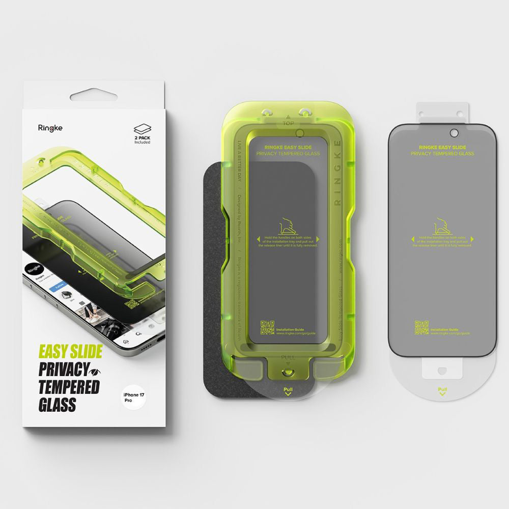 Sichtschutzglas mit Applikator für iPhone 17 Pro, Ringke Easy Slide Privacy, 2 Stück