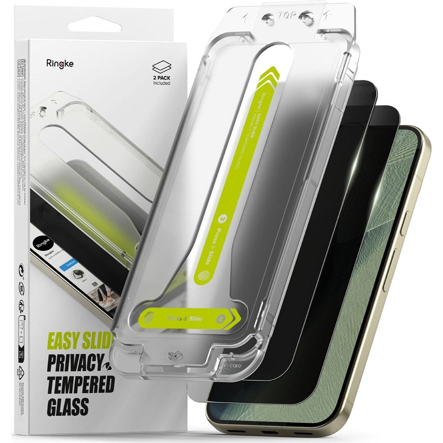 Sichtschutzglas mit Applikator für Google Pixel 11 Pro/10Pro/9Pro, Ringke Easy Slide, 2 Stück