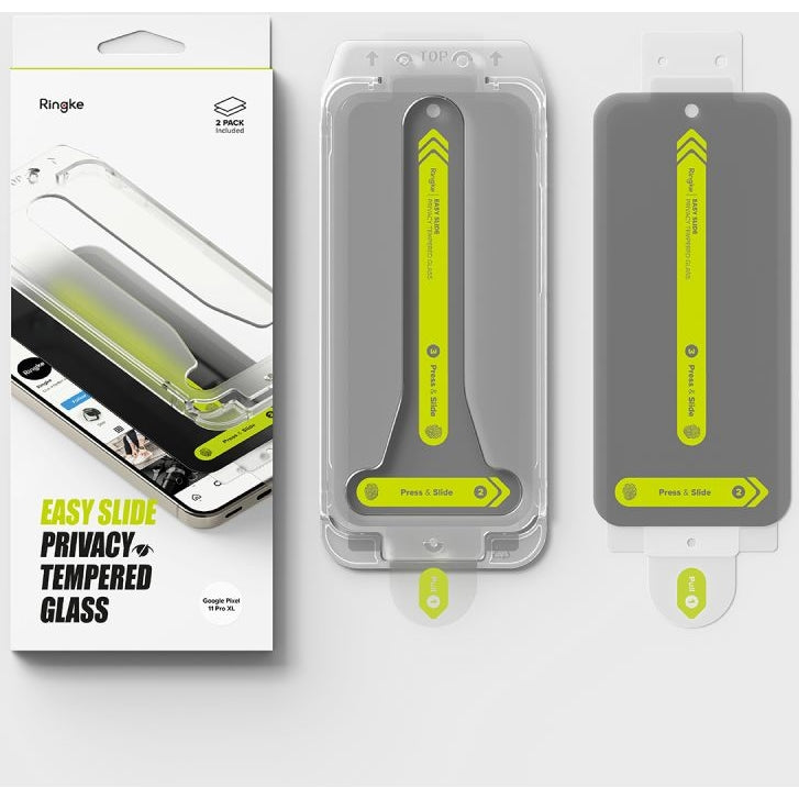 Sichtschutzglas mit Applikator für Google Pixel 11 Pro XL / 10 Pro XL / 9 Pro XL, Ringke Easy Slide, 2 Stück