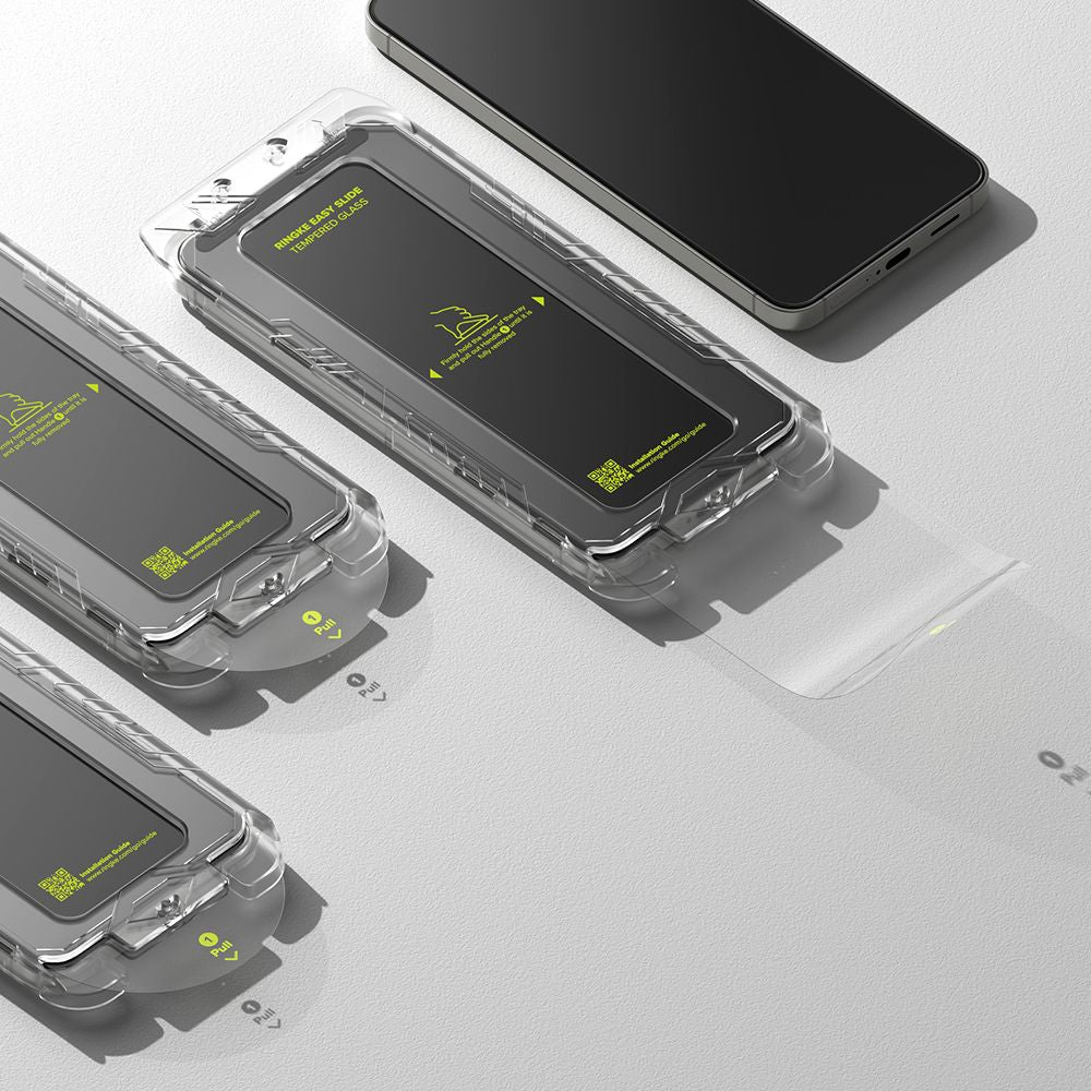 Gehärtetes Bildschirmglas mit Applikator für Samsung Galaxy S25, Ringke Easy Slide, Transparent, 2 Stück