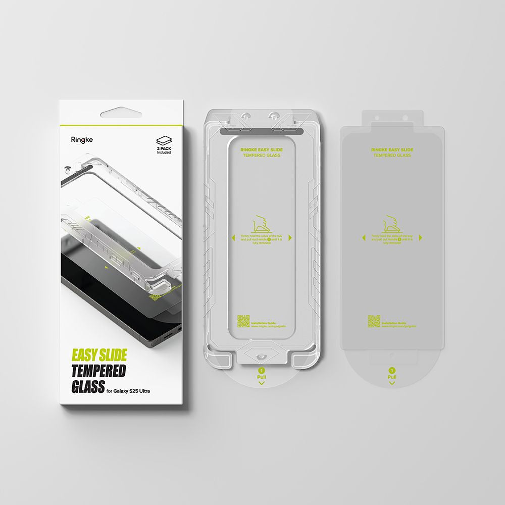 Gehärtetes Bildschirmglas mit Applikator für Samsung Galaxy S25 Ultra, Ringke Easy Slide, Transparent, 2 Stück
