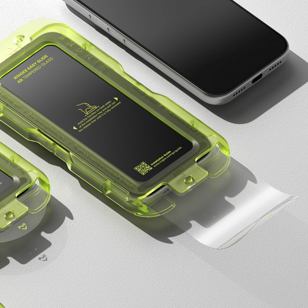 Gehärtetes Antireflexglas mit Applikator für iPhone 17 Pro, Ringke Easy Slide AR, 1 Stück, schwarzer Rahmen