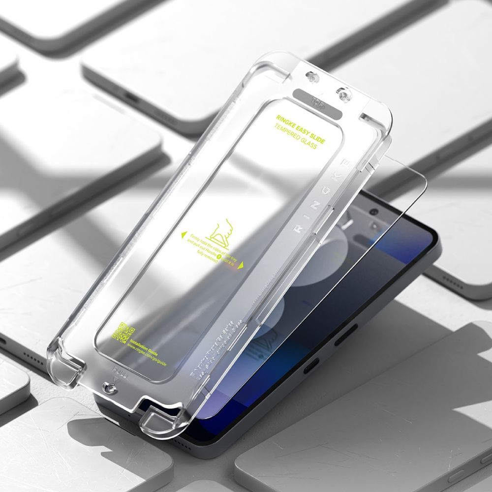 Gehärtetes Bildschirmglas mit Applikator für Nothing Phone (3a) / (3a) Pro, Ringke Easy Slide, Transparent, 2 Stück