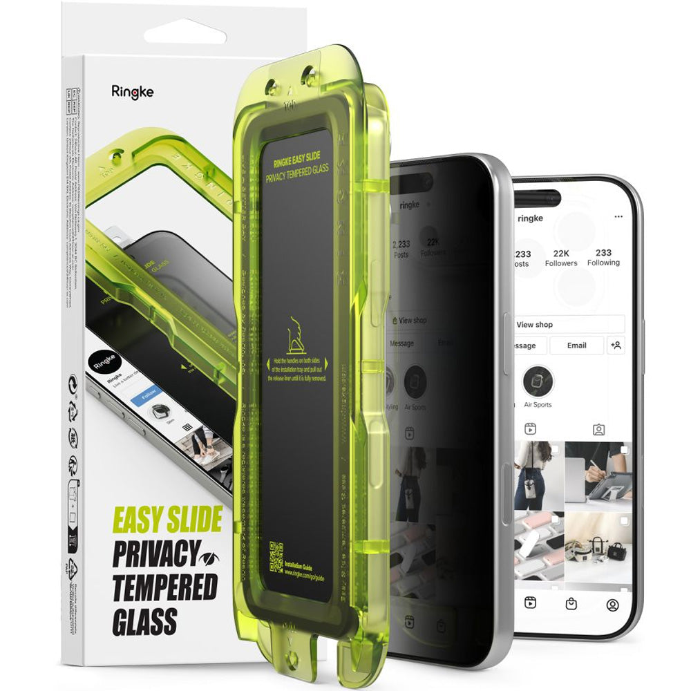 Sichtschutzglas mit Applikator für iPhone 18 Pro, Ringke Easy Slide, 2 Stück (1/6)