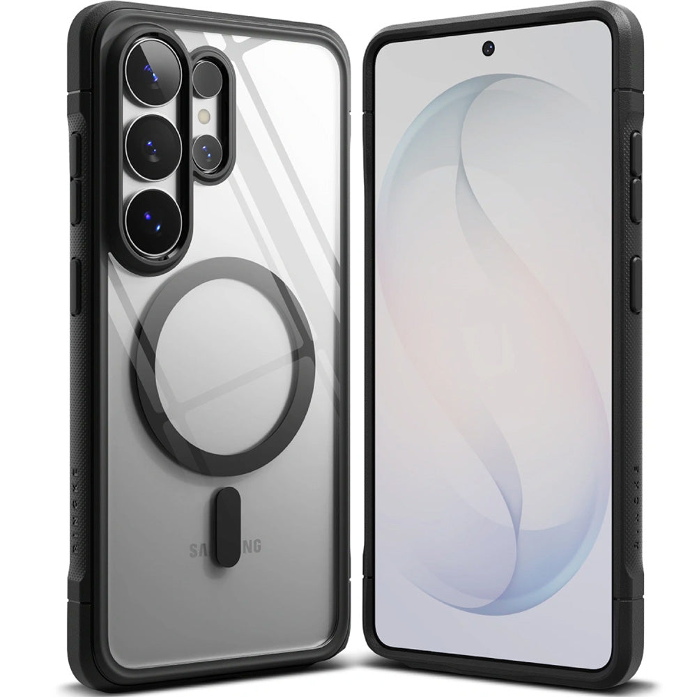 Handyhülle für Galaxy S26 Ultra, Ringke Fusion Bold Magnetic mit MagSafe, Transparent mit Schwarzen Rahmen