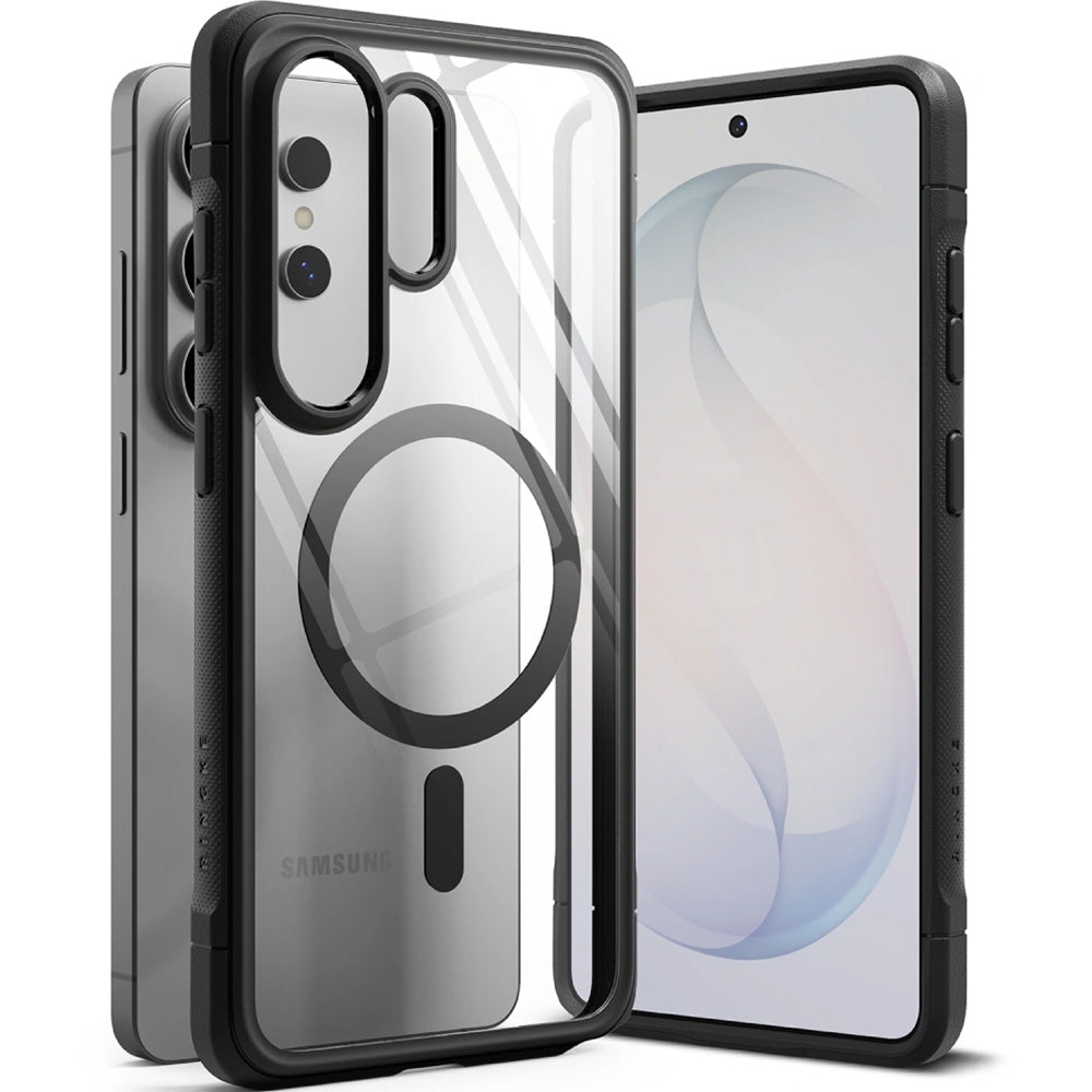Handyhülle für Galaxy S26 Ultra, Ringke Fusion Bold Magnetic mit MagSafe, Transparent mit Schwarzen Rahmen