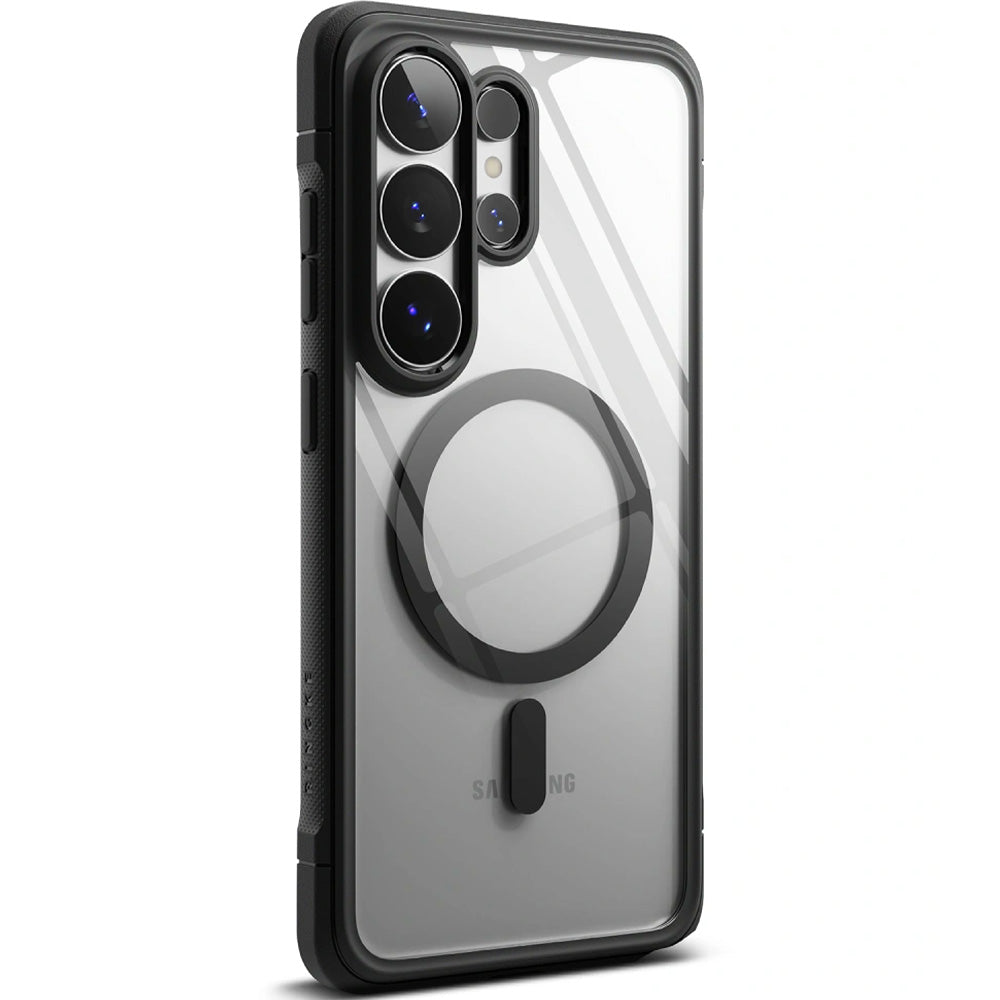 Handyhülle für Galaxy S26 Ultra, Ringke Fusion Bold Magnetic mit MagSafe, Transparent mit Schwarzen Rahmen