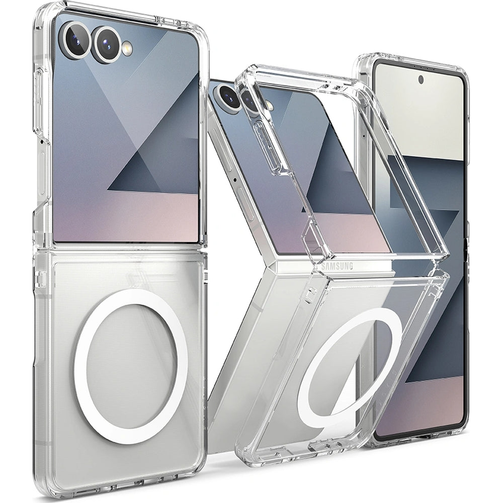 Handyhülle für Galaxy Z Flip7, Ringke Fusion Magnetic, Transparent-Weiß