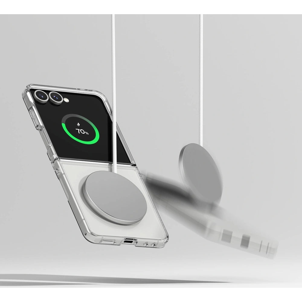 Handyhülle für Galaxy Z Flip7, Ringke Fusion Magnetic, Transparent-Weiß