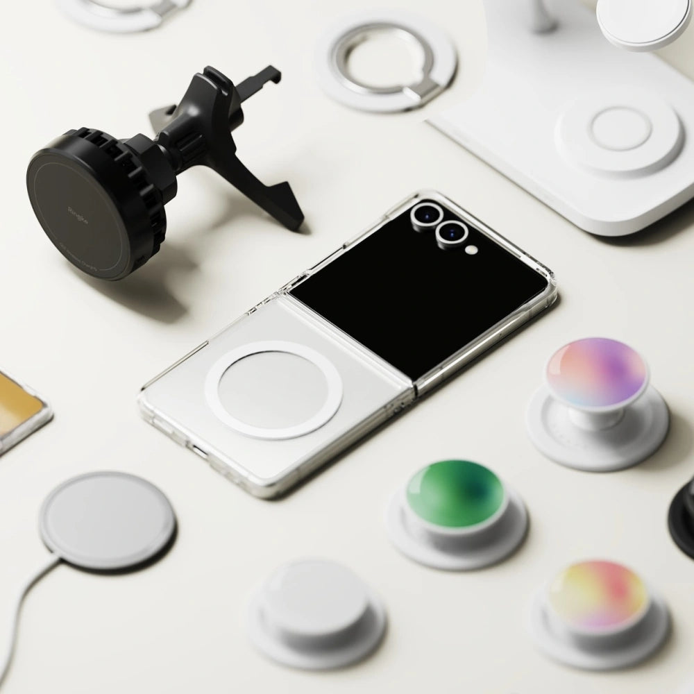 Handyhülle für Galaxy Z Flip7, Ringke Fusion Magnetic, Transparent-Weiß