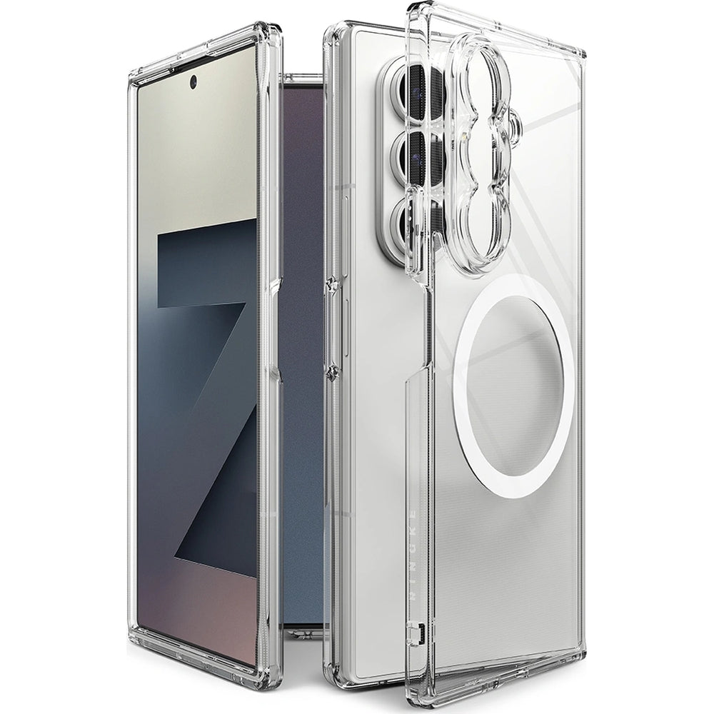 Handyhülle für Galaxy Z Fold7, Ringke Fusion Magnetic, Transparent-Weiß