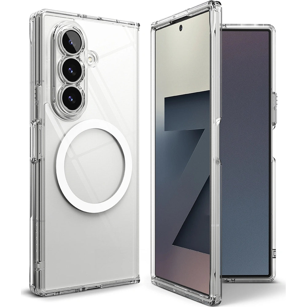 Handyhülle für Galaxy Z Fold7, Ringke Fusion Magnetic, Transparent-Weiß