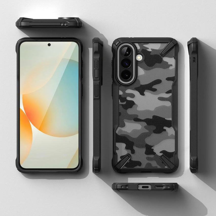 Handyhülle für Galaxy A57 5G, Ringke Fusion X, Schwarz mit Moro-Muster