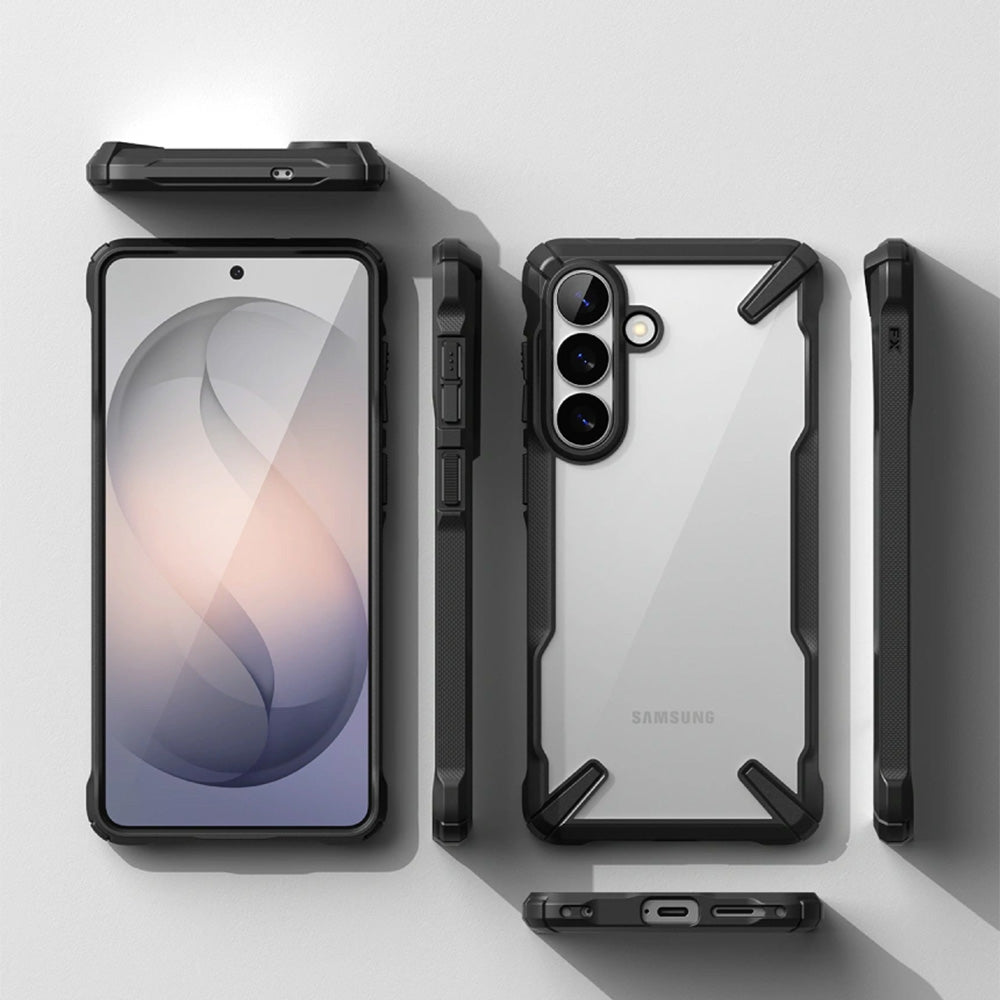 Handyhülle für Galaxy S26, Ringke Fusion X, Transparent mit Schwarzen Rahmen