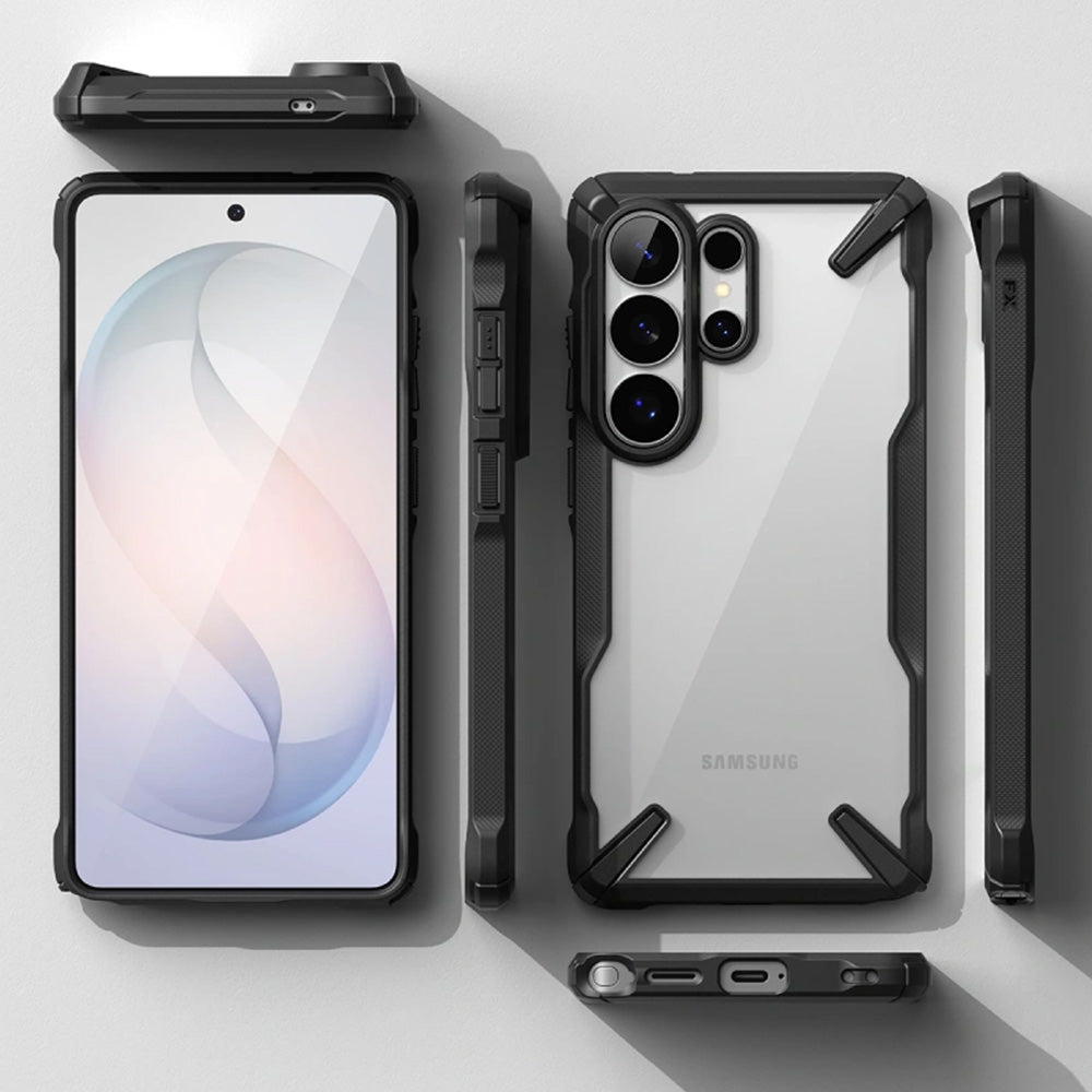Handyhülle für Galaxy S26 Ultra, Ringke Fusion X, Transparent mit Schwarzen Rahmen