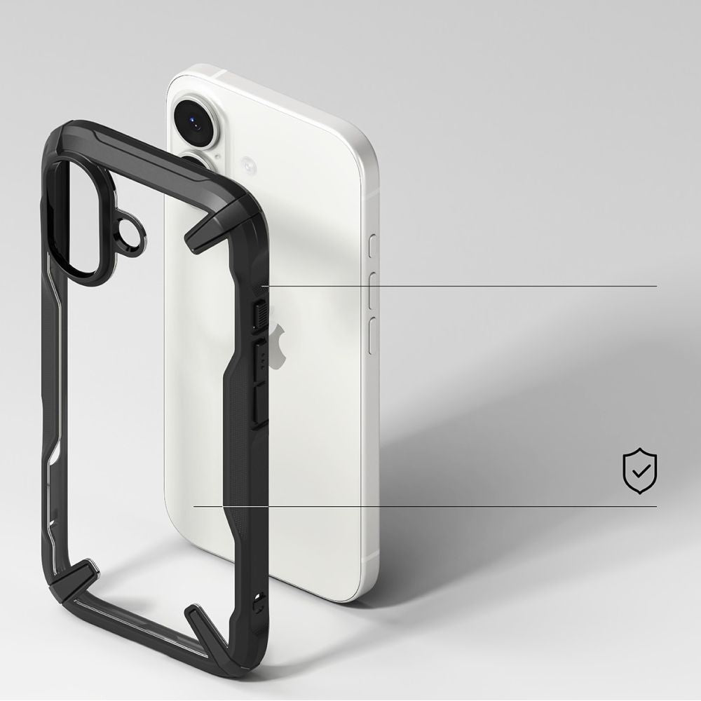 Handyhülle für iPhone 17, Ringke Fusion X, Transparent mit schwarzen Rahmen