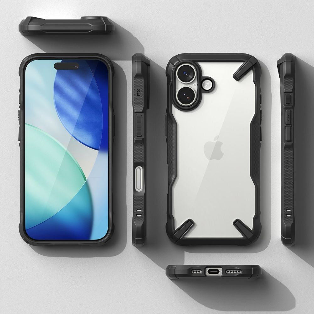 Handyhülle für iPhone 17, Ringke Fusion X, Transparent mit schwarzen Rahmen