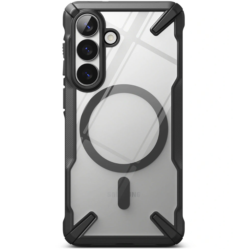 Handyhülle für Galaxy S26, Ringke Fusion X Magnetic mit MagSafe, Transparent mit Schwarzen Rahmen