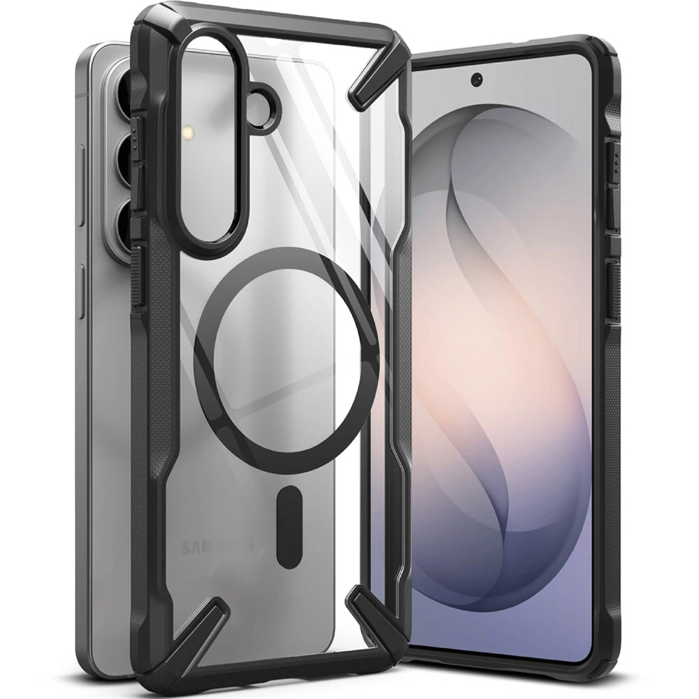 Handyhülle für Galaxy S26 Plus, Ringke Fusion X Magnetic mit MagSafe, Transparent mit Schwarzen Rahmen