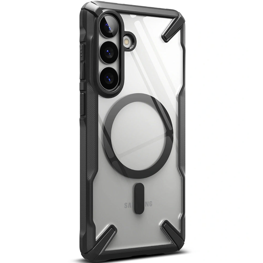 Handyhülle für Galaxy S26 Plus, Ringke Fusion X Magnetic mit MagSafe, Transparent mit Schwarzen Rahmen