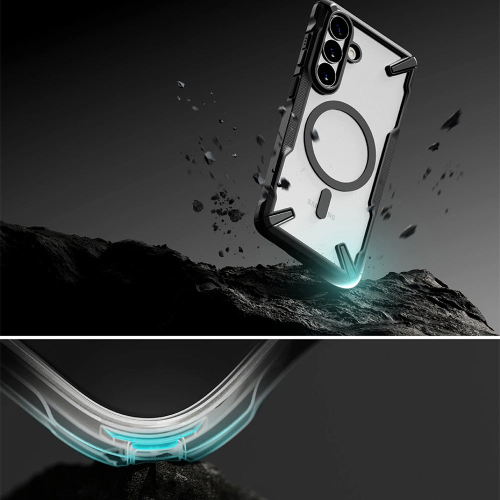 Handyhülle für Galaxy S26 Plus, Ringke Fusion X Magnetic mit MagSafe, Transparent mit Schwarzen Rahmen