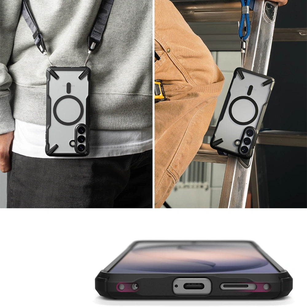 Handyhülle für Galaxy S26 Plus, Ringke Fusion X Magnetic mit MagSafe, Transparent mit Schwarzen Rahmen
