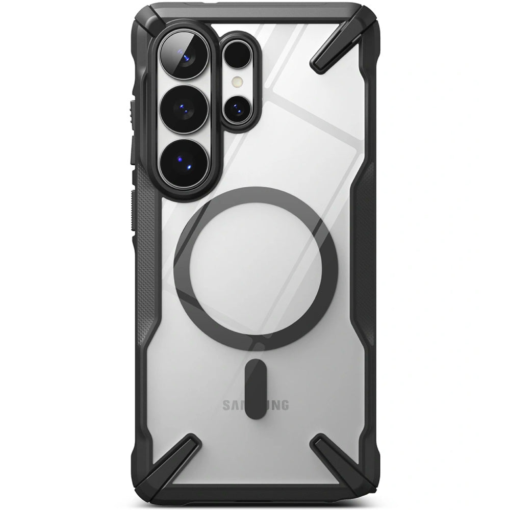 Handyhülle für Galaxy S26 Ultra, Ringke Fusion X Magnetic mit MagSafe, Transparent mit Schwarzen Rahmen