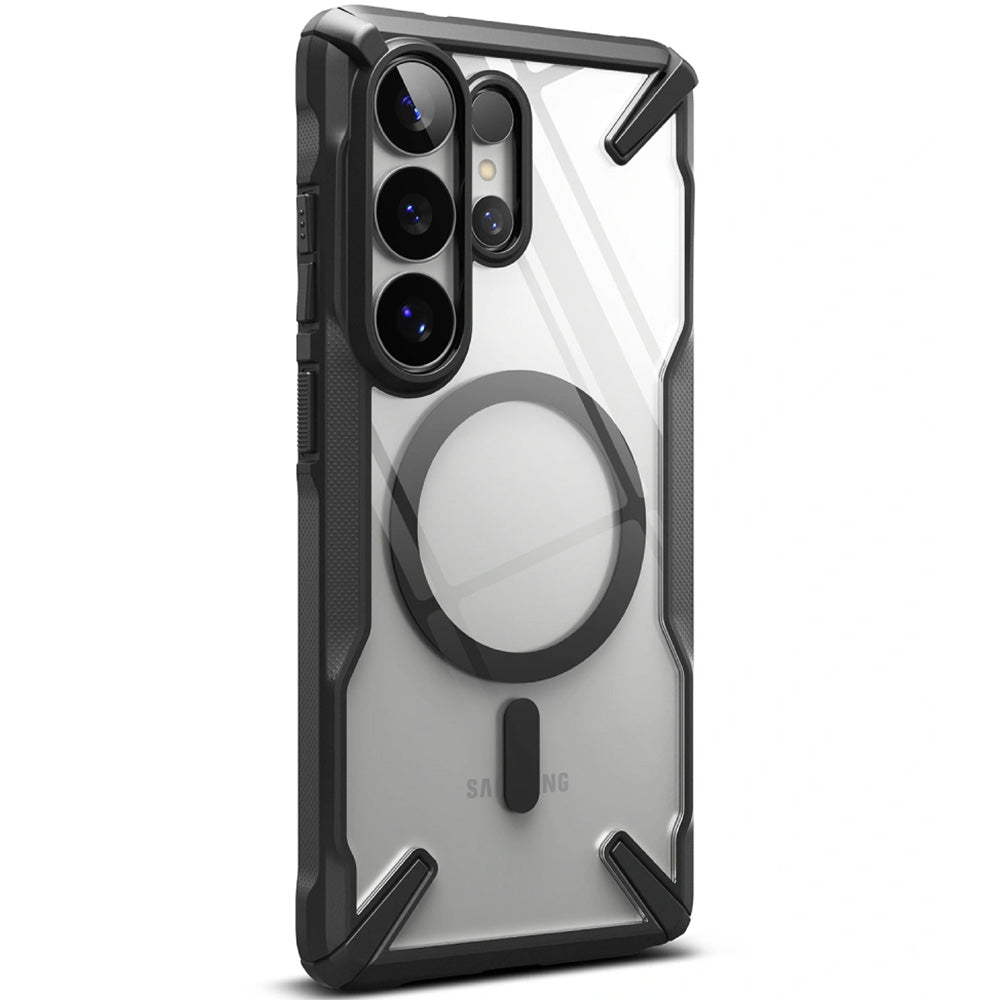Handyhülle für Galaxy S26 Ultra, Ringke Fusion X Magnetic mit MagSafe, Transparent mit Schwarzen Rahmen