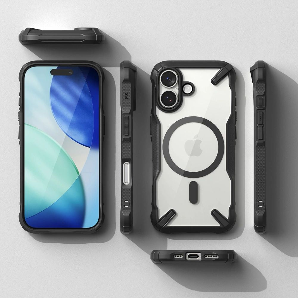 Handyhülle für iPhone 17, Ringke Fusion X Magnetic mit MagSafe, Schwarz und Transparent