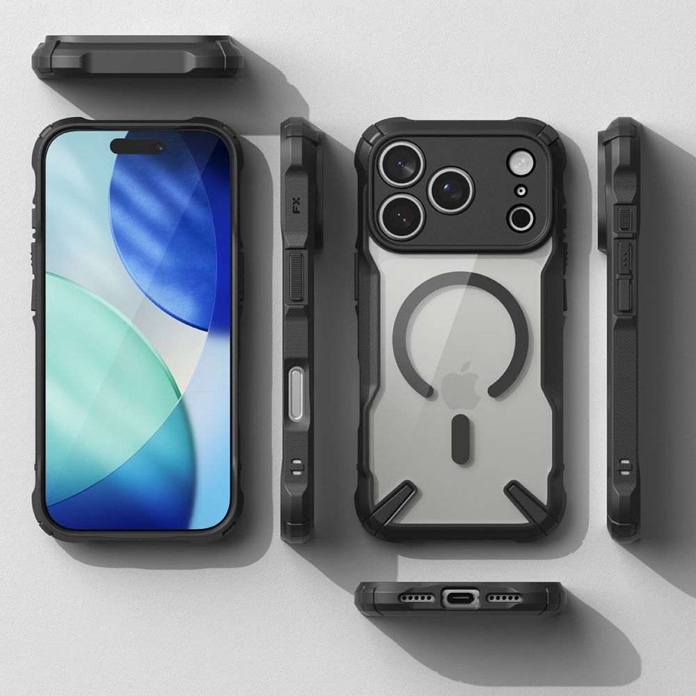 Handyhülle für iPhone 17 Pro Max, Ringke Fusion X Magnetic, Schwarz und Transparent