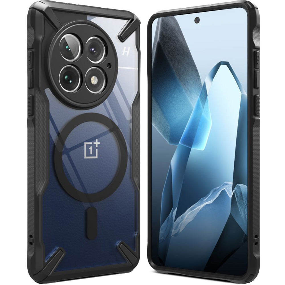 Handyhülle für OnePlus 13, Ringke Fusion X Magnetic, Transparent mit Schwarzen Rahmen