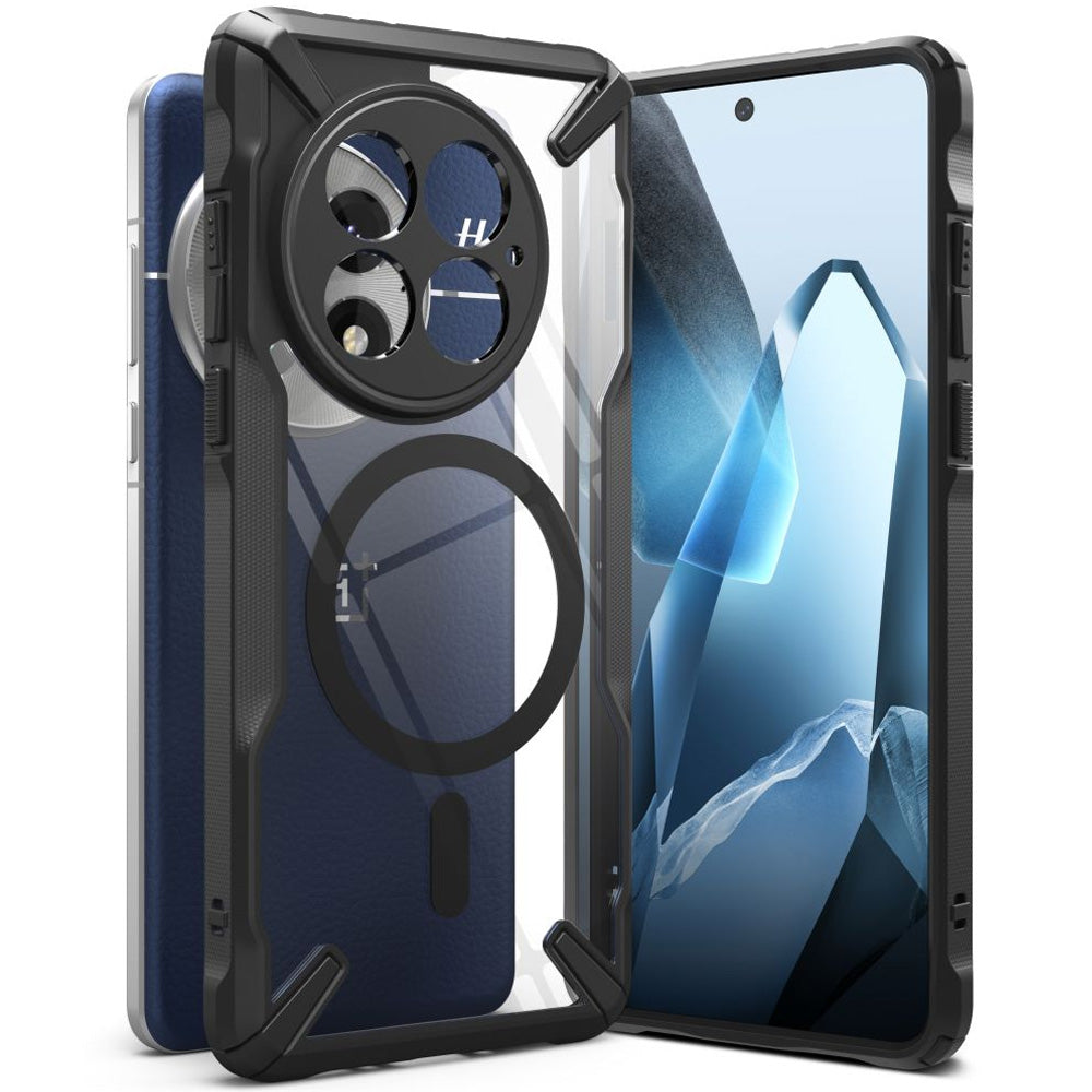 Handyhülle für OnePlus 13, Ringke Fusion X Magnetic, Transparent mit Schwarzen Rahmen