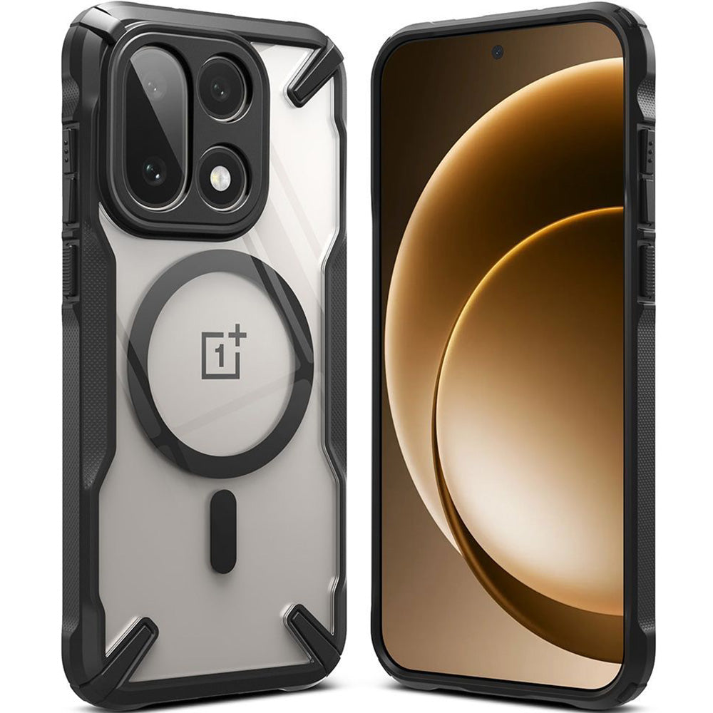 Handyhülle für OnePlus 15, Ringke Fusion X Magnetic, Schwarz-Transparent