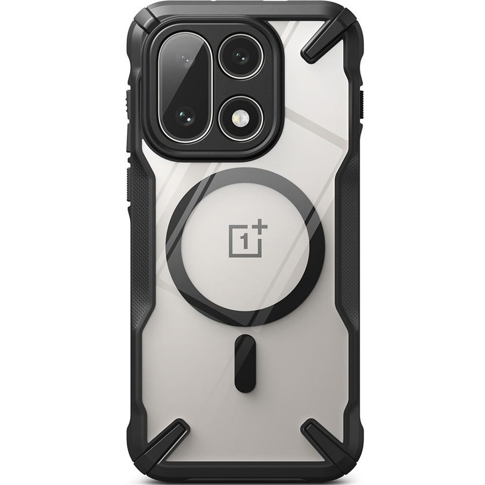 Handyhülle für OnePlus 15, Ringke Fusion X Magnetic, Schwarz-Transparent