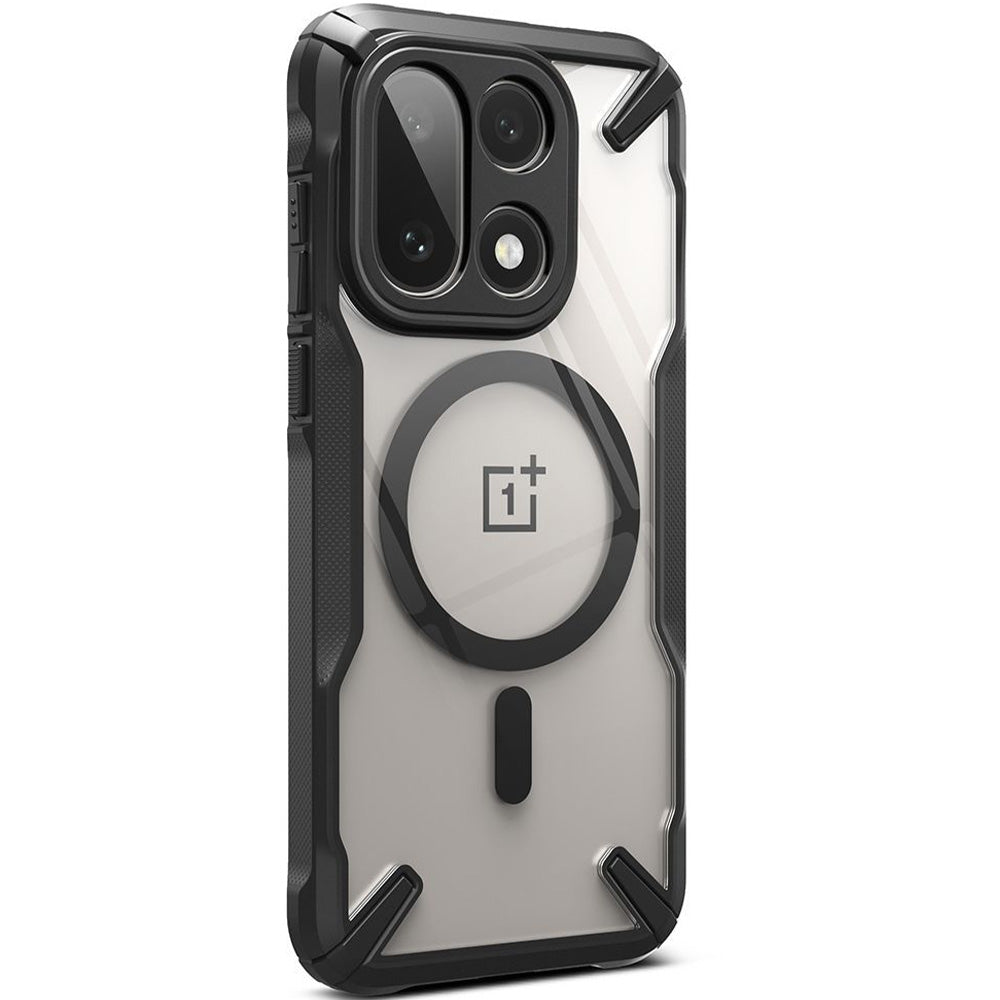 Handyhülle für OnePlus 15, Ringke Fusion X Magnetic, Schwarz-Transparent